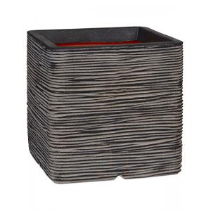 Capi Nature Rib NL 30x30x30cm vierkante plantenbak antraciet