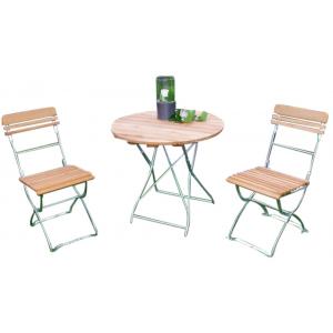 Hardhouten Bistroset München ⌀ 77 cm met metalen frame