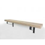 Eiken wandplank massief recht 120 cm op 20 cm diepe plankdragers