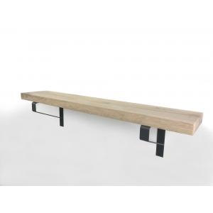 Eiken wandplank massief recht 50 cm op 25 cm diepe plankdragers