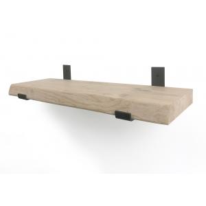 Eiken wandplank boomkant 50 cm in 20 cm diepe industriele plankdragers