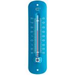 Metalen thermometer 19 cm blauw voor gebruik binnen en buiten