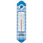 Metalen thermometer Alpen 29 cm blauw voor gebruik binnen en buiten