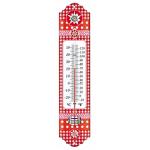 Metalen thermometer Alpen 29 cm rood voor gebruik binnen en buiten