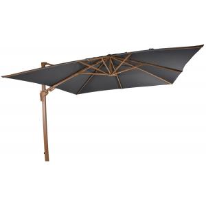 VirgoFlex Zweefparasol houtlook grijs 300x300 cm vierkante parasol