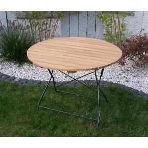 Tuintafel hout inklapbaar Bad Tolz - groen frame ⌀ 100 cm