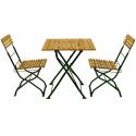 Hardhouten Bistroset 70 x 70 cm met groen metalen frame 