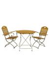 Hardhouten Bistroset met armleuning ⌀ 77 cm en metalen frame