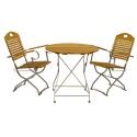 Hardhouten Bistroset met armleuning ⌀ 77 cm en metalen frame