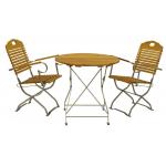 Hardhouten Bistroset met armleuning ⌀ 77 cm en metalen frame