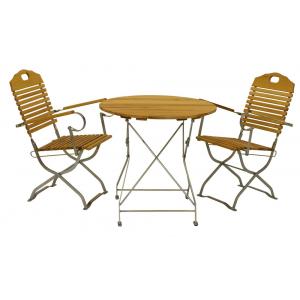 Hardhouten Bistroset met armleuning ⌀ 77 cm en metalen frame