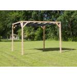 Vrijstaande pergola hout 2.9x3 meter met zwart kleurig harmonicadoek