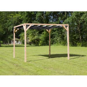 Vrijstaande pergola hout 2.9x3 meter met zwart kleurig harmonicadoek