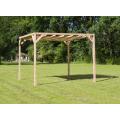 Vrijstaande pergola hout 2.9x4 meter met zand kleurig harmonicadoek