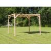 Vrijstaande pergola hout 3.7x3.7 meter met zand kleurig harmonicadoek