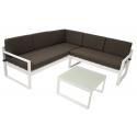 Capri aluminium loungeset - Aluminium Textiel Glas - Wit Bruin