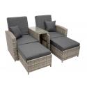 Bologna wicker loungeset - Aluminium Wicker Glas - Bruin, Crème