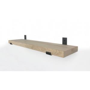 Eiken wandplank 100 x 20 cm met industriele plankdragers